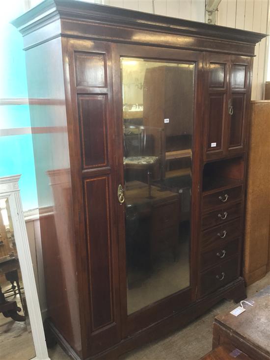 Edwardian inlaid mahogany wardrobe